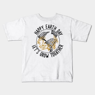 Happy Earth Day One Line Art Flowers Kids T-Shirt